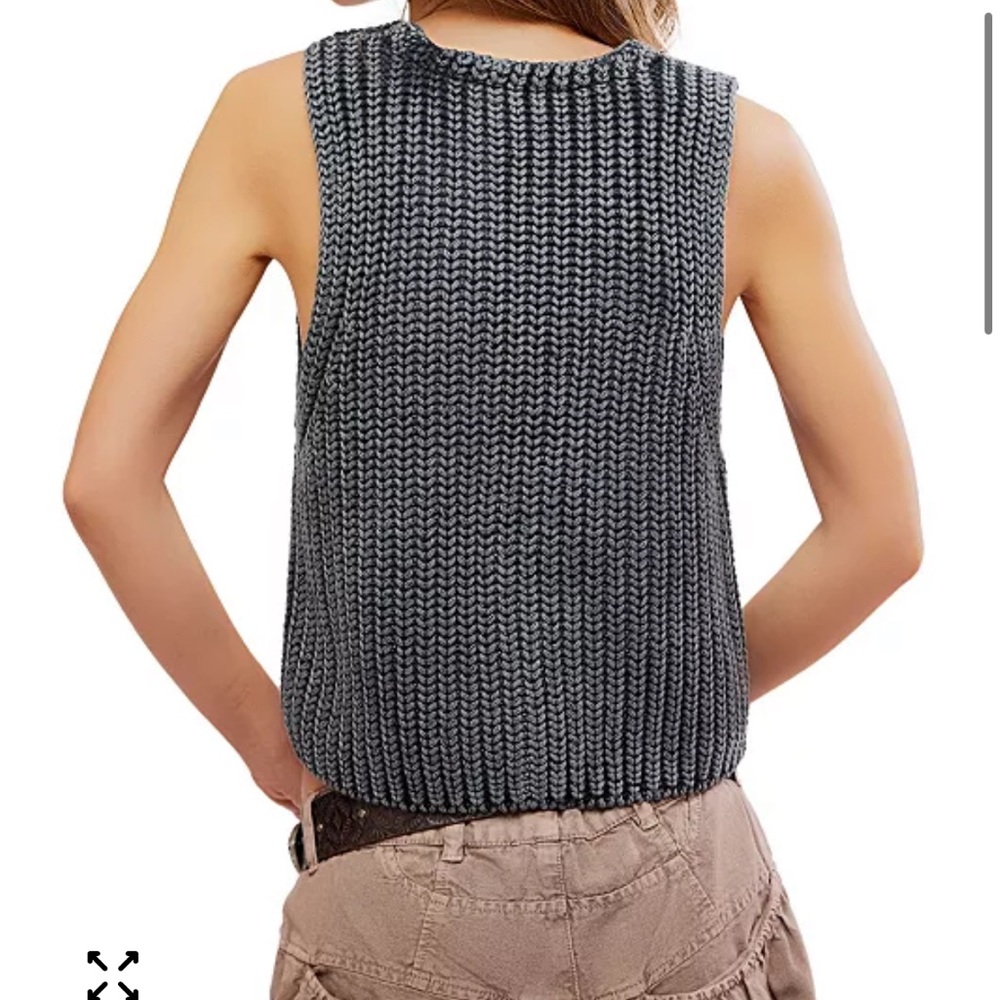 Free People Cream V-Neck Sweater Vest - Picture 2 of 9